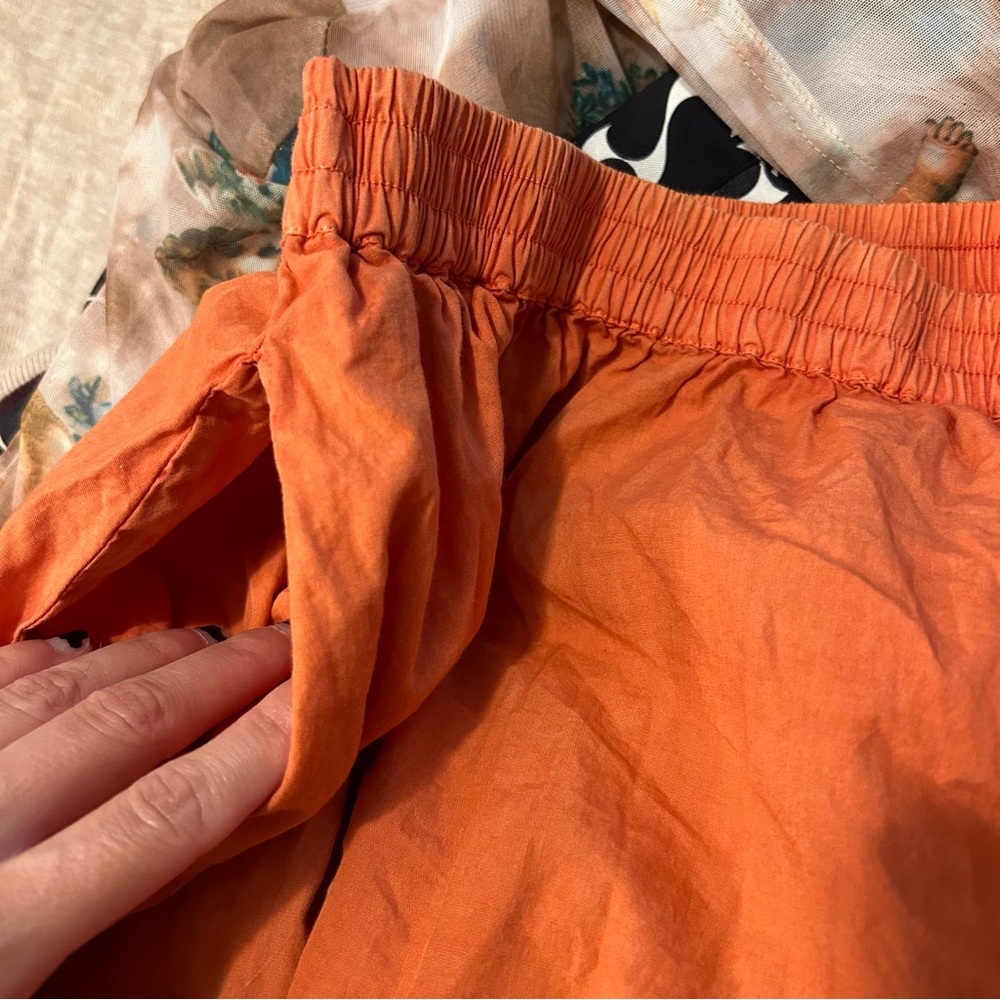 Free People All About Tiers Midi Skirt Swing Orange XS - Picture 6 of 10
